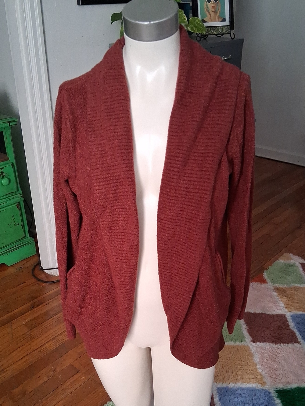 Women's Open-Front Cardigan Sweater in Rust